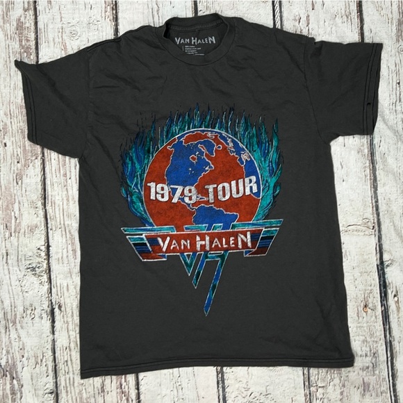 Van Halen 1979 Tour Rock n' Roll Retro Music Crewneck Womens Tshirt - Picture 1 of 8